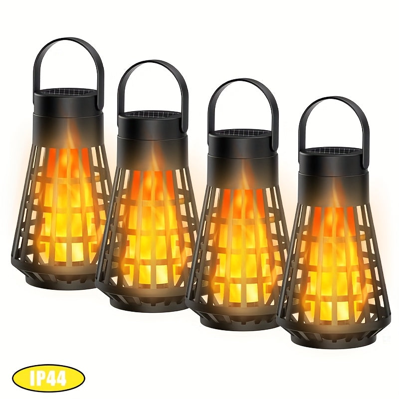 1pc or 4-in-1/8-in-1 Solar-Powered Outdoor Flame Effect Lantern - IP44 & Windproof, Multi-Functional Hanging/Table/Wall/Ground Lighting with Flickering Flame Effect, Energy-Efficient LED Bulb for Camping, Garden, Patio, Balco