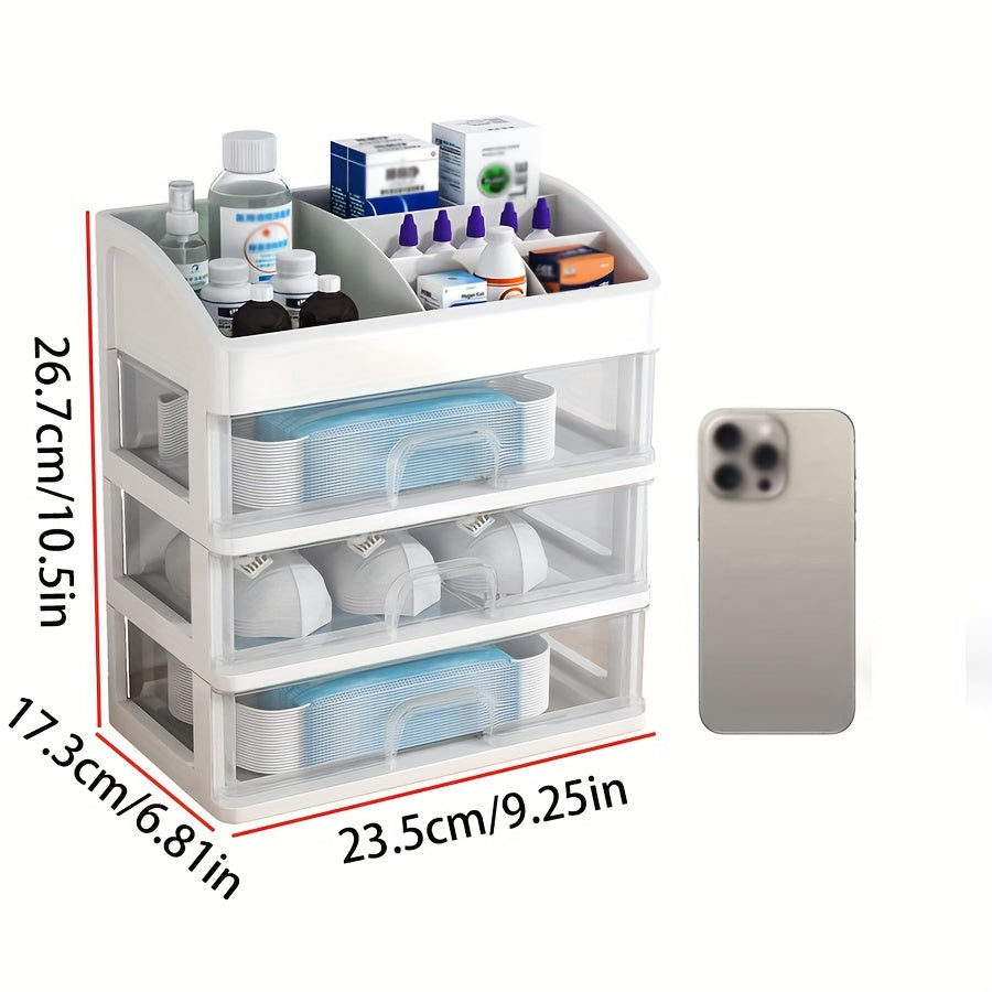 1 One 4 Layers Desk Storage Box, Large Capacity with Drawer Organizing Box, Cosmetics Organizing Box, Desktop Storage Rack, Storage Assistant, School Season, Back to School Supplies, Gifts, Desk & Drawer Organizer for Home St
