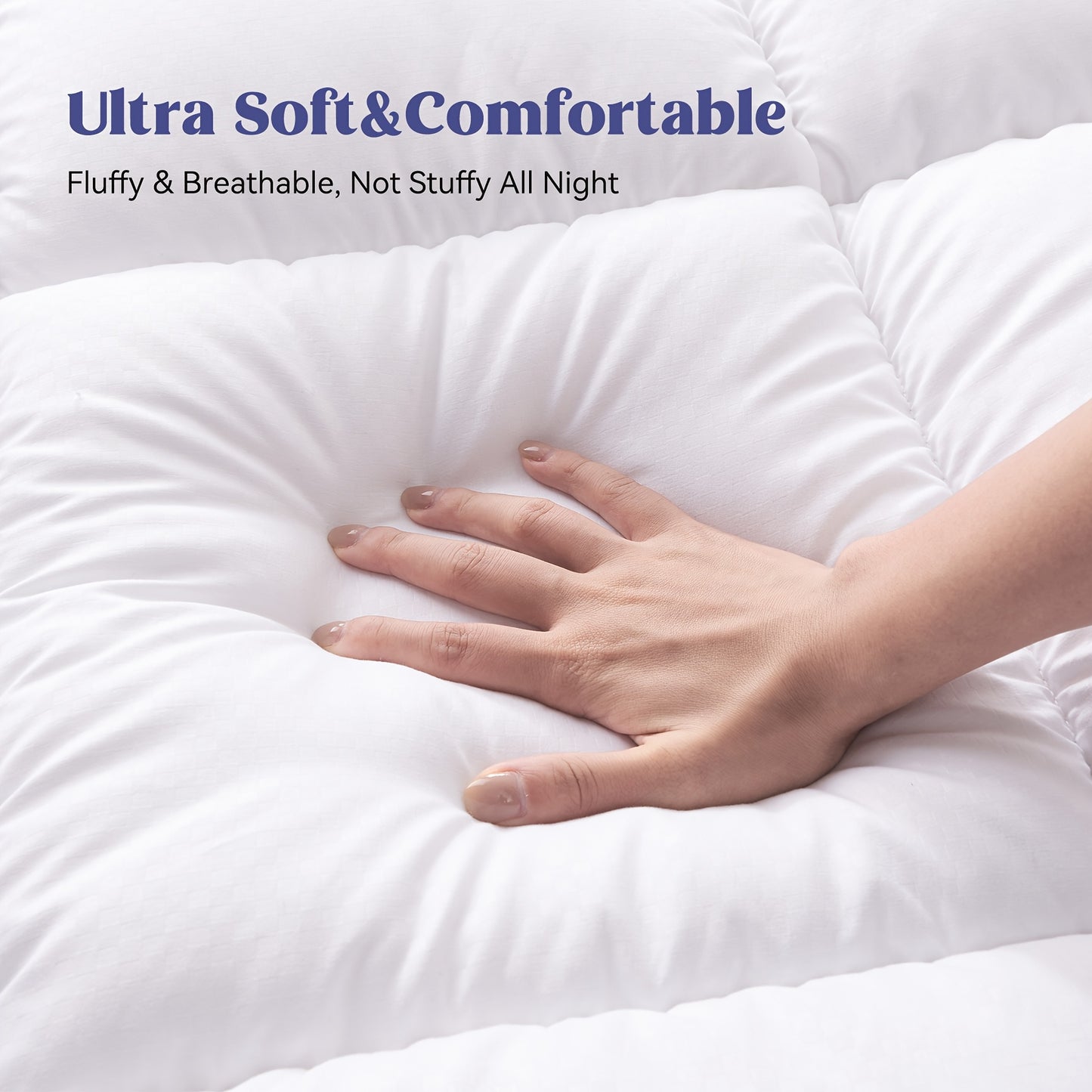Extra Thick Mattress Pad Cover for Deep Sleep, Mattress Topper with 100%cotton,3D+7D Snow Down Alternative Fill Overfilled Plush Pillow Top Mattress with 8-21 Inch Deep Pocket-White