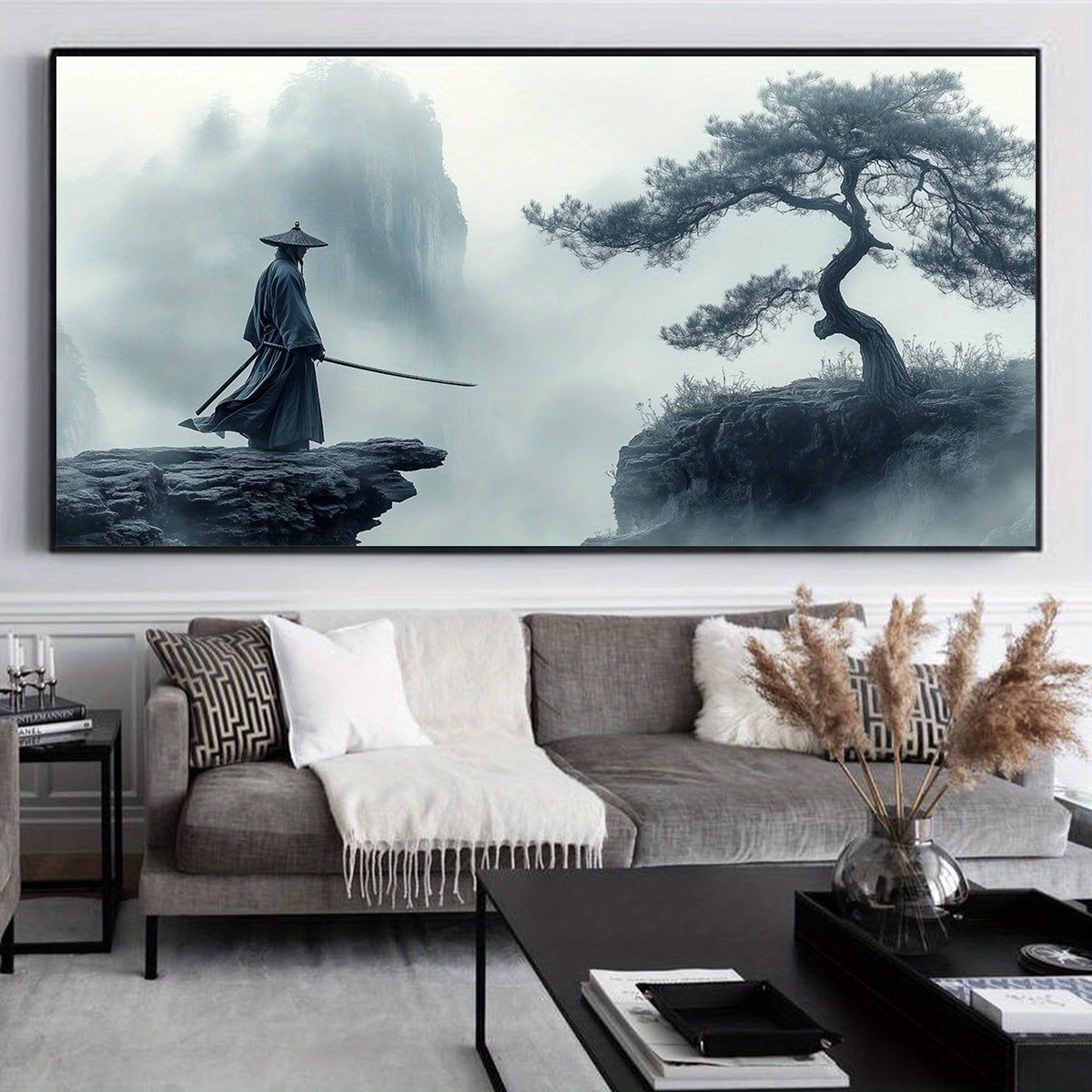 2D Flat, [2D FLAT] 1pc Unframed Canvas Poster, Japanese Swordsman Painting, Art Style, Canvas Wall Art, Artwork Wall Painting for Halloween Christmas Gift, Bedroom, Office, Living Room, Cafe, Bar, Wall Decor, Home Decoration,