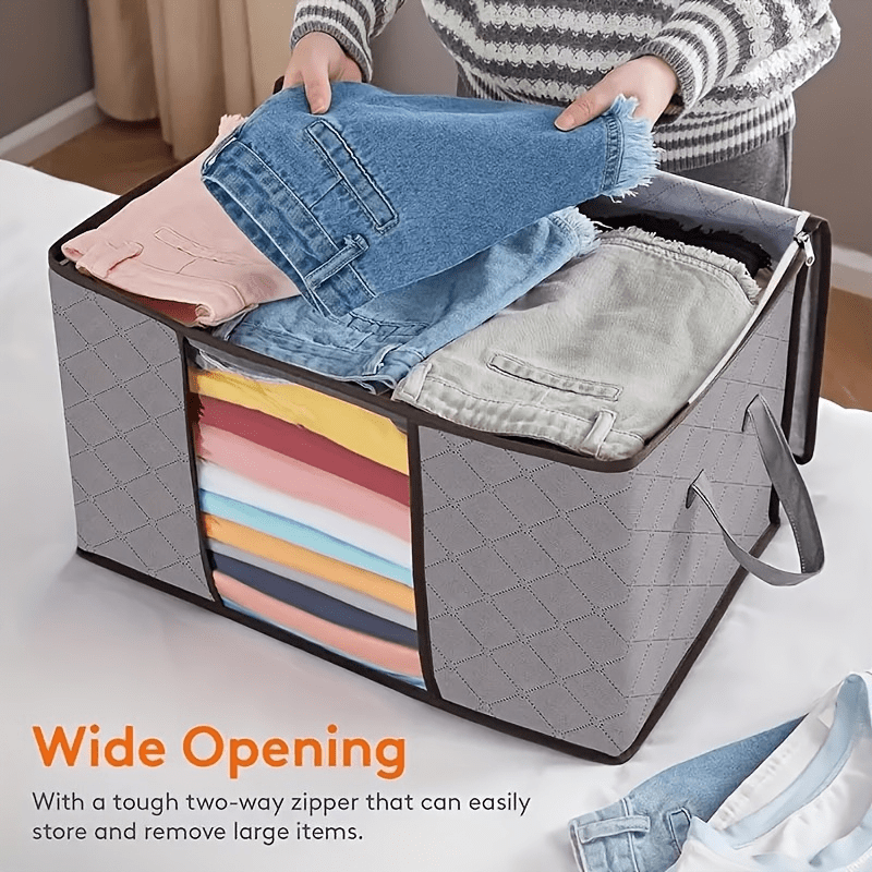 [Buy 3 Get 3 Free, Storage Bags] 6-Pack Extra Large Gallon Storage Bags with Heavy-Duty Handles | Durable Nylon Foldable Organizers for Clothes, Blankets, Bedding, Pillows & Toys, Space-Saving Grey Storage Solutions for Home,