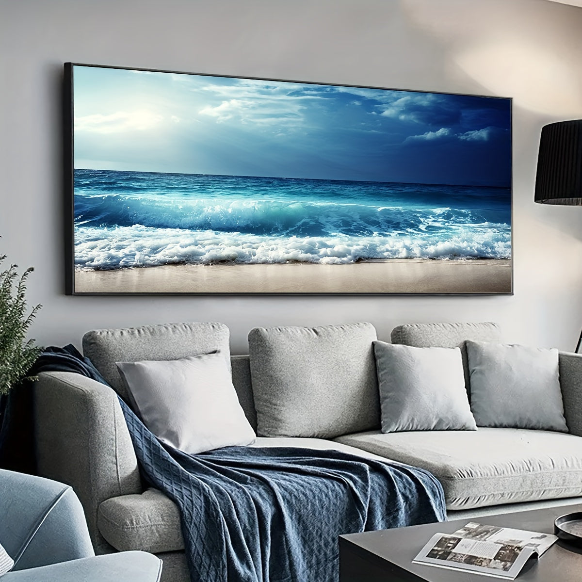 1pc Unframed Canvas Poster, Seaside Scenery Painting, Various Styles Of Scenery, Canvas Wall Art, Artwork Wall Painting for Gift, Bedroom, Office, Living Room, Cafe, Bar, Wall Decor, Home And Dormitory Decoration