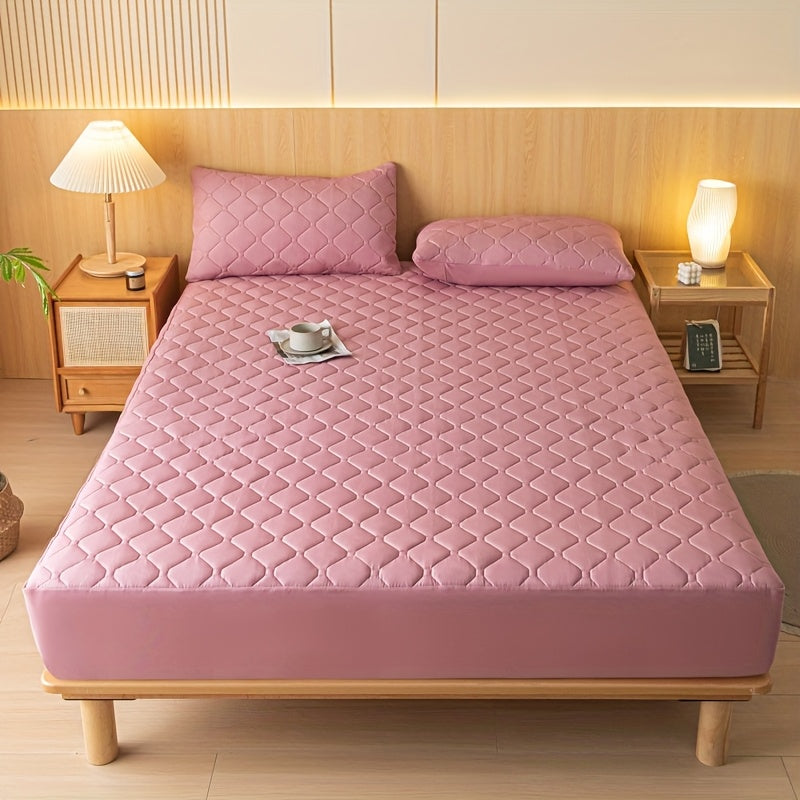 [Waterproof Mattress Protector] Waterproof Mattress Protector | 1pc Embossed Design, Quiet Fitted Sheet, Thickened Cover - Single Size 11.8" High, Multi-Size for Twin/Full XL/King Beds - Excludes Pillowcases & Insert