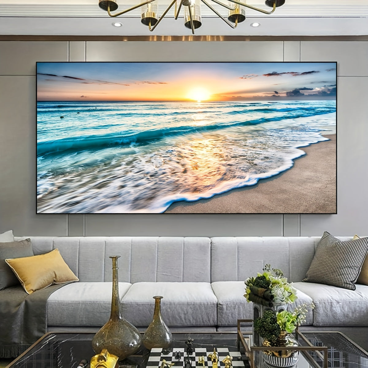1pc Unframed Canvas Poster, Seaside Scenery Painting, Various Styles Of Scenery, Canvas Wall Art, Artwork Wall Painting for Gift, Bedroom, Office, Living Room, Cafe, Bar, Wall Decor, Home And Dormitory Decoration