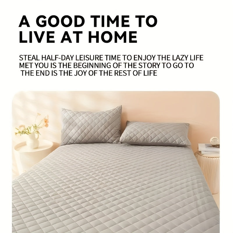 1pc Cooling Waterproof Mattress Protector, Cool And Comfortable, Layered Fitted Sheet, Solid Color Bedding Design, Can Be Used As A Separate Bedspread, 9-15 Inches Deep Pocket, Reusable Nursing Pads, Ideal for Bedroom, Guest