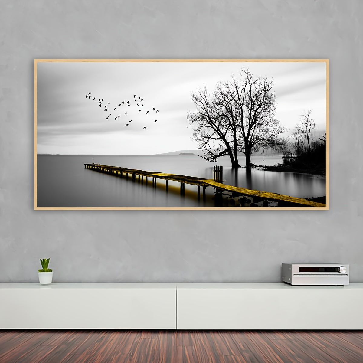 1pc Seaside Birds & Trees Wall Art Canvas Poster - Waterproof & Odorless, Frameless Modern Landscape Print for Living Room, Bedroom, Bar - Ideal Halloween & Christmas Gift for Friends & Family, Indoor/Outdoor Decor, Coastal H