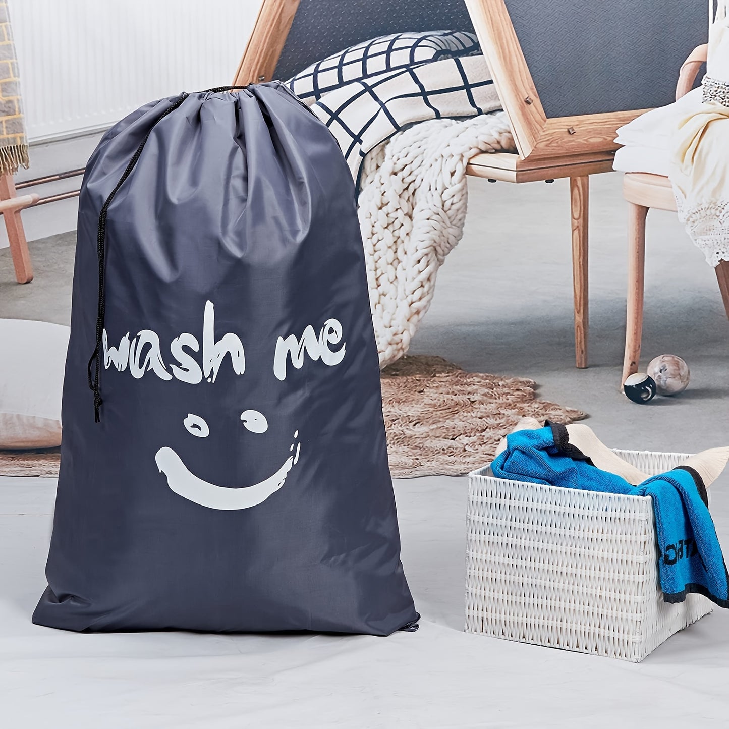 2 Pack XL Wash Me Travel Laundry Bag, Dirty Clothes Organizer, Large Enough to Hold 4 Loads of Laundry, Easy Fit a Laundry Hamper or Basket, Laundry Bags