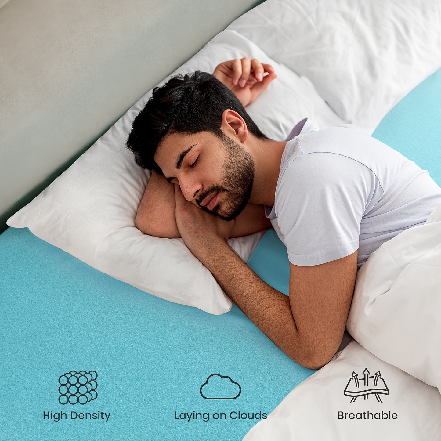 4 Inch Dual-Layer Memory Foam Mattress Topper with Cooling Gel & Bamboo Charcoal - Two Firmness in One, Better Support & Extra Comfort, Snug Fit Elastic Edges for All Mattress Sizes, Bedroom Furniture, Mattress Topper Extra T