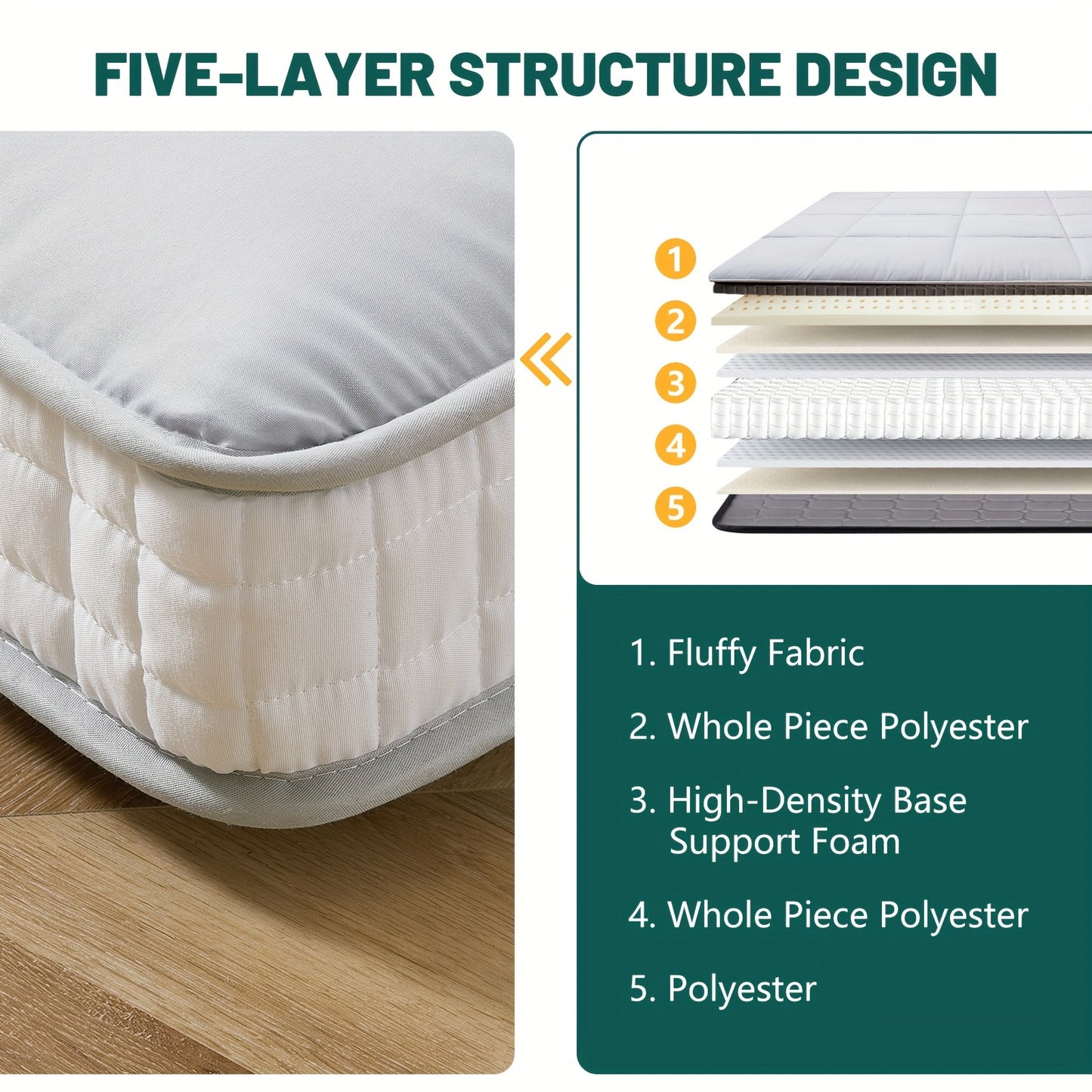 LILYPELLE 4" Extra Thick Japanese-Style Floor Mattress - Memory Foam Foldable Roll-Up Design, Portable with Carrying Bag, Machine Washable for Camping, Travel, Guest Bed & Home Use, Home Sleeping Mat | Portable Mattress | Mem