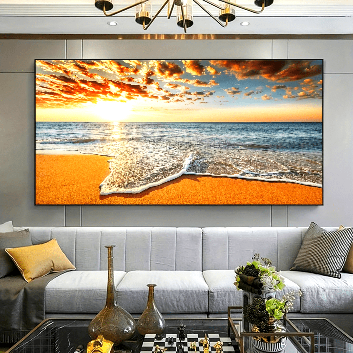 1pc Unframed Canvas Poster, Seaside Scenery Painting, Various Styles Of Scenery, Canvas Wall Art, Artwork Wall Painting for Gift, Bedroom, Office, Living Room, Cafe, Bar, Wall Decor, Home And Dormitory Decoration