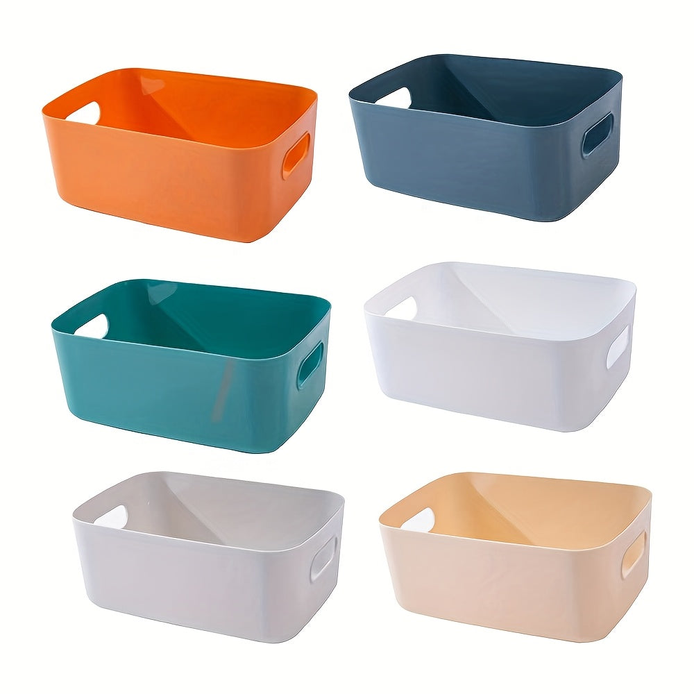6pcs Plastic Storage Bins And Baskets for Efficient Home Classroom Organization  Containers In Multicolour for Kitchen, Cupboard Box, And Bathroom Organizer On Shelves And Tubs, Kitchen Storage, Shelf Organizer, Compact Stora