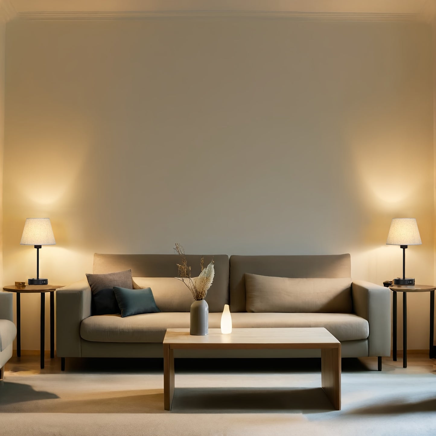 Table Lamps Set Of 2 with Dual USB Charging Ports, Modern Bedside Lamps Perfect for Bedroom, Living Room, Study Room