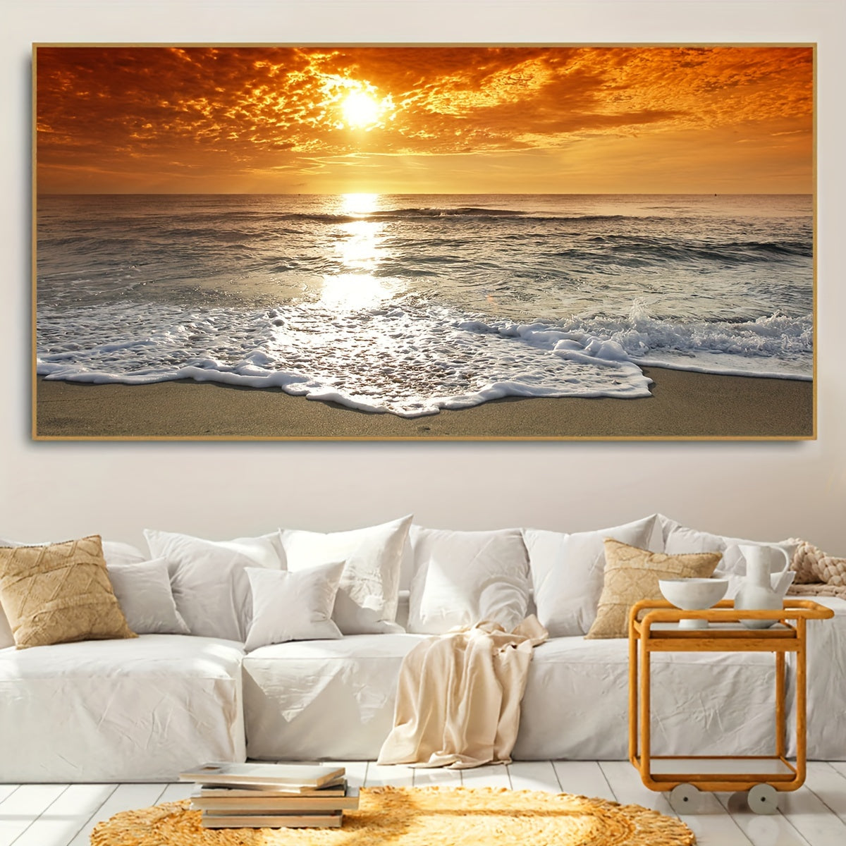 1pc Unframed Canvas Poster, Seaside Scenery Painting, Various Styles Of Scenery, Canvas Wall Art, Artwork Wall Painting for Gift, Bedroom, Office, Living Room, Cafe, Bar, Wall Decor, Home And Dormitory Decoration