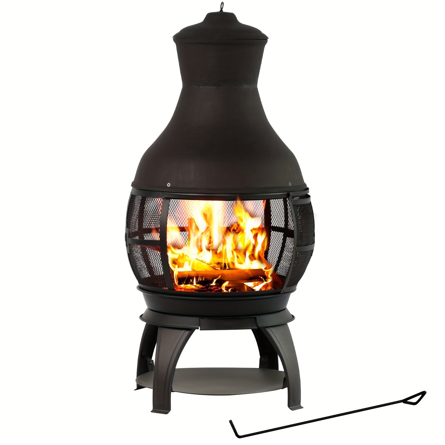 BALI OUTDOORS Wood Burning Fire Pits Chimenea Outdoor Fireplace Wooden Firepit, Brown-Black