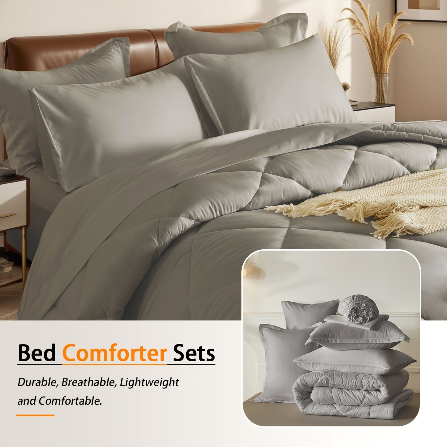 5pcs or 7pcs Geometric Quilted Rectangular Comforter Sets Queen - Soft & Comfortable All-Season Bedding Set with Wrapped Mattress, High-End Hotel Dorm Decor, Includes Comforter Pillowcase, Flat Sheet, Fitted Sheet, Microfiber