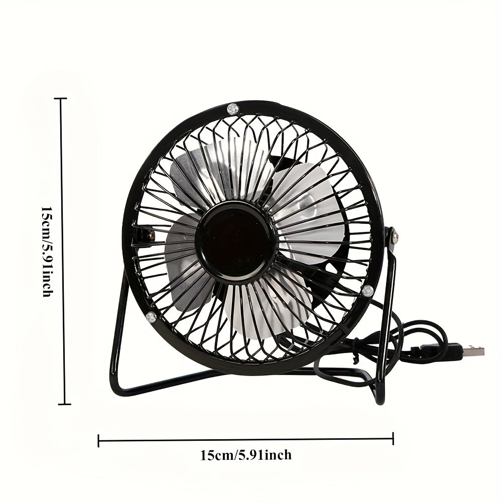 [Quiet Desk Fan] Ultra-Quiet 4-Inch USB Desk Fan | 360° Rotating, Metal Frame, Compact Design, On/Off Button, Ideal for Office, Bedroom, Dorm