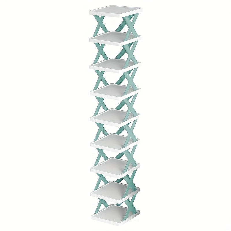Space-Saving 9-Tier Shoe Rack - Durable PP Plastic Ladder Design Organizer, Multi-Functional Storage for Entryway, Bedroom, Living Room & Dorm - Sturdy, Lightweight & Easy Assembly, Dorm Room Organizer | Vertical Storage Solu