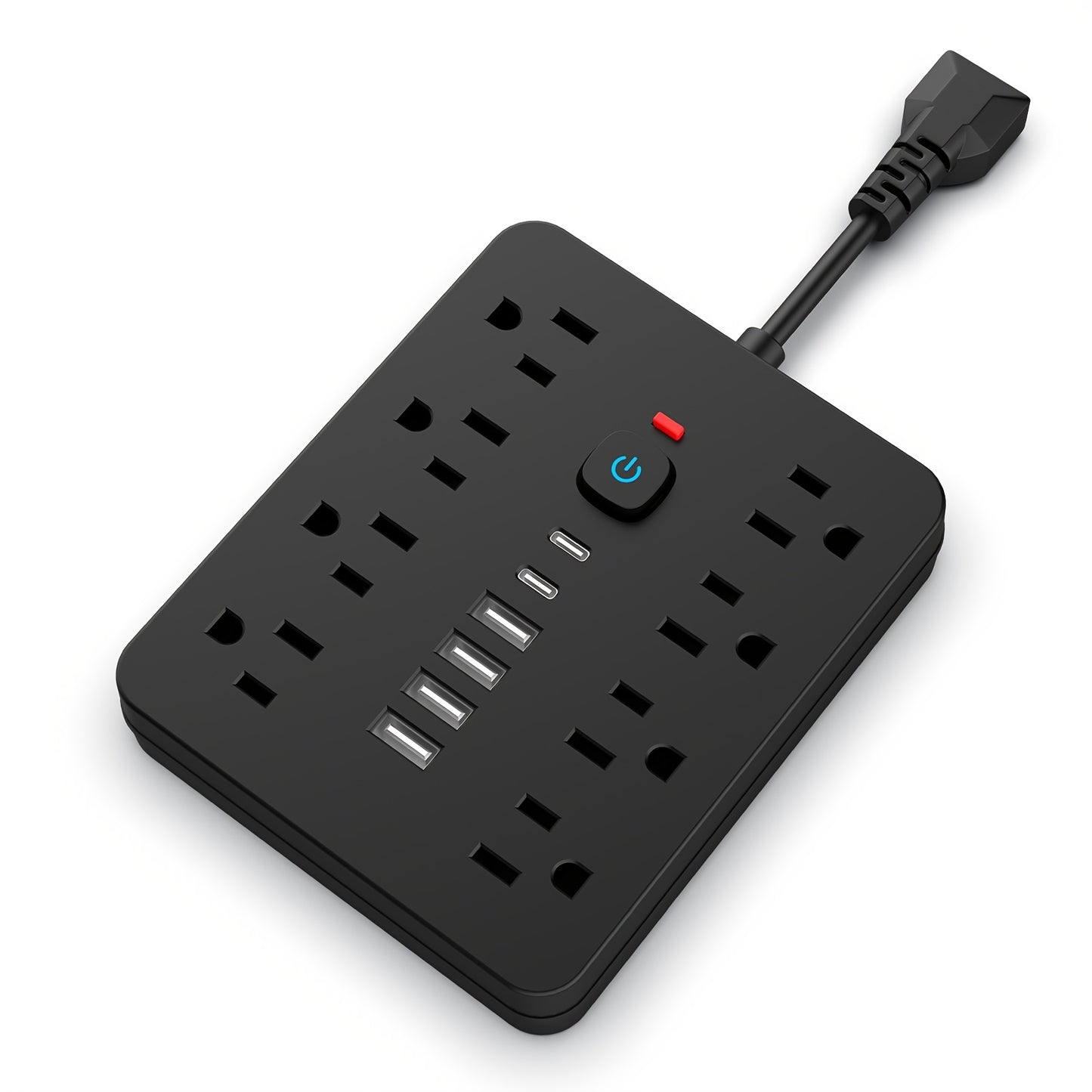 [14in 1 Power Strip] 14in 1 Power Strip Surge Protector with 8 Outlets, 4 USB and 2 USB C Ports | Flat Plug, Wall Mount, Overload Protection | Desk USB Charging Station for Home, Office