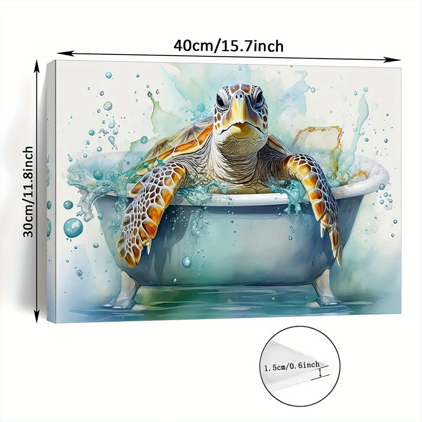 [Funny Turtle Canvas Art] Vibrant Funny Turtle Wooden Framed Canvas Painting - 1pc, 11.8x15.7 Inches, Wall Art for Living Room, Bedroom, Kitchen, Home & Office Decor, Festival Gift for Her or Him, Bedroom Accent Piece | Playf