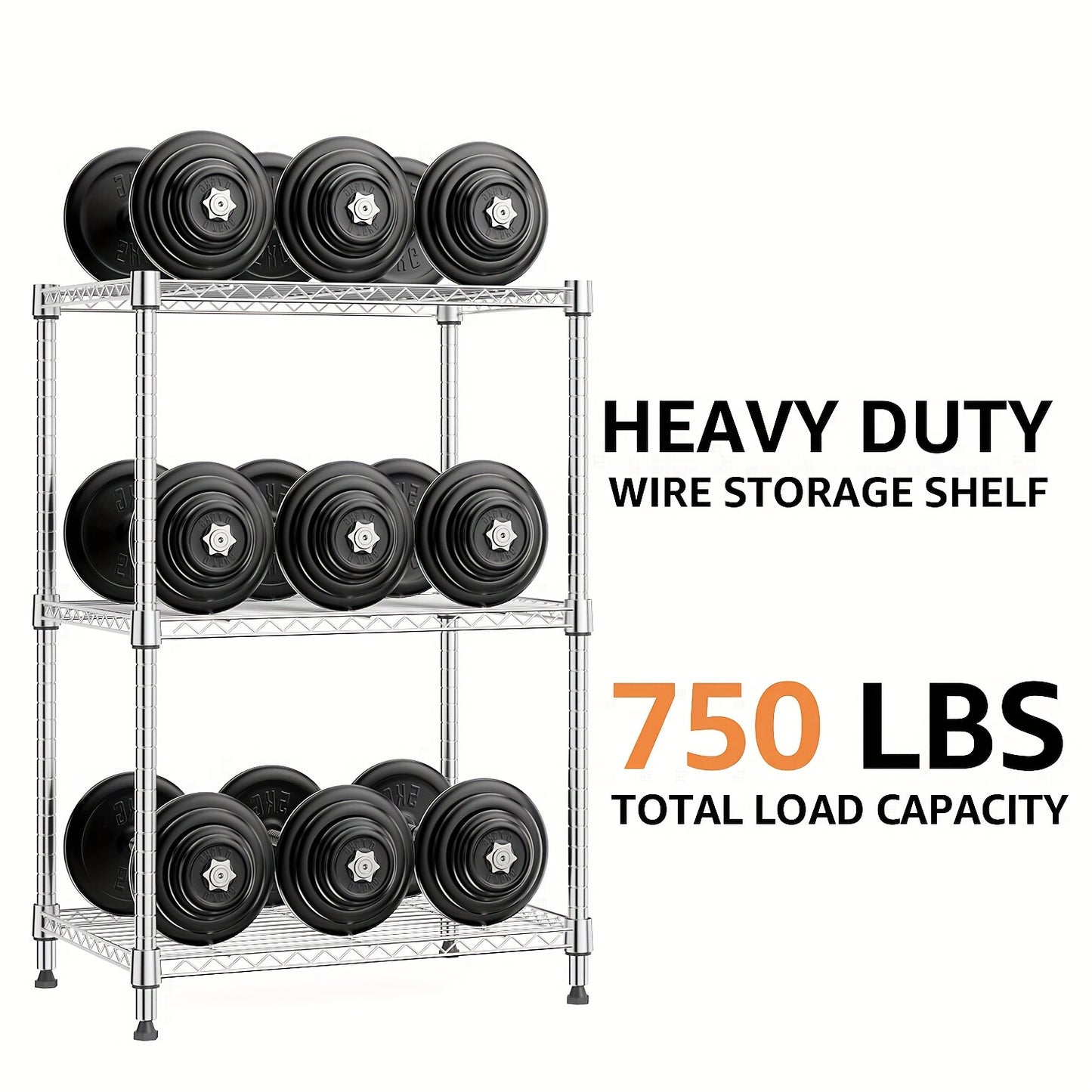 Chrome Steel 3-Tier Adjustable Metal Storage Wire Rack (15.75"D X 23.62"W X 35.51"H) for Home, Kitchen, Office, Garage, Bookshelf, Vanity, Side Table, Shoe Storage Cabinet, Mailbox Shelf, Home & Room Decor, Furniture