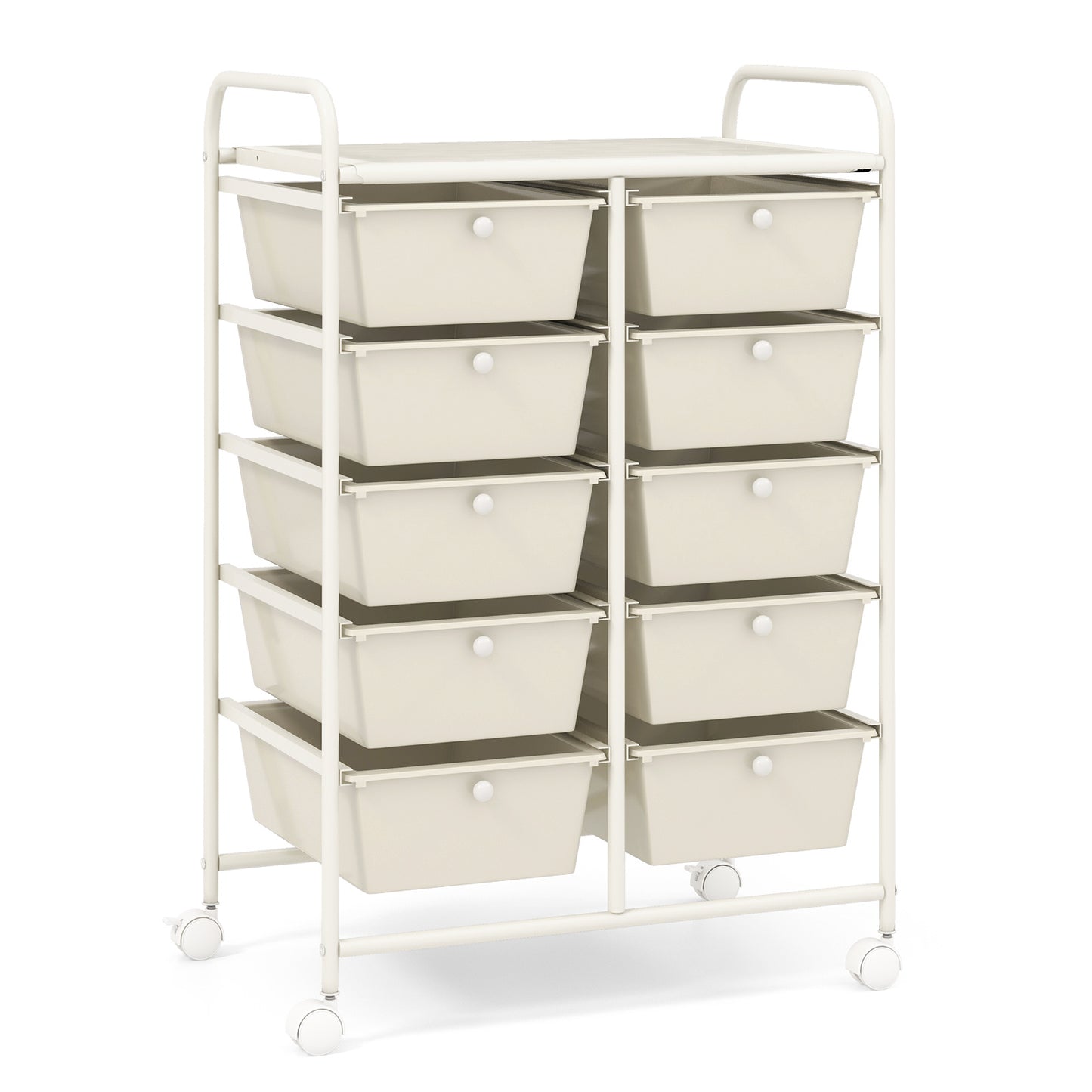 LIFEZEAL 10-Drawer Rolling Storage Cart with Lockable Wheels, Heavy-Duty Metal Frame & Removable Drawers - Multicolor Organizer for Home, Office, Classroom, Kitchen - 26"x14.5"x34"