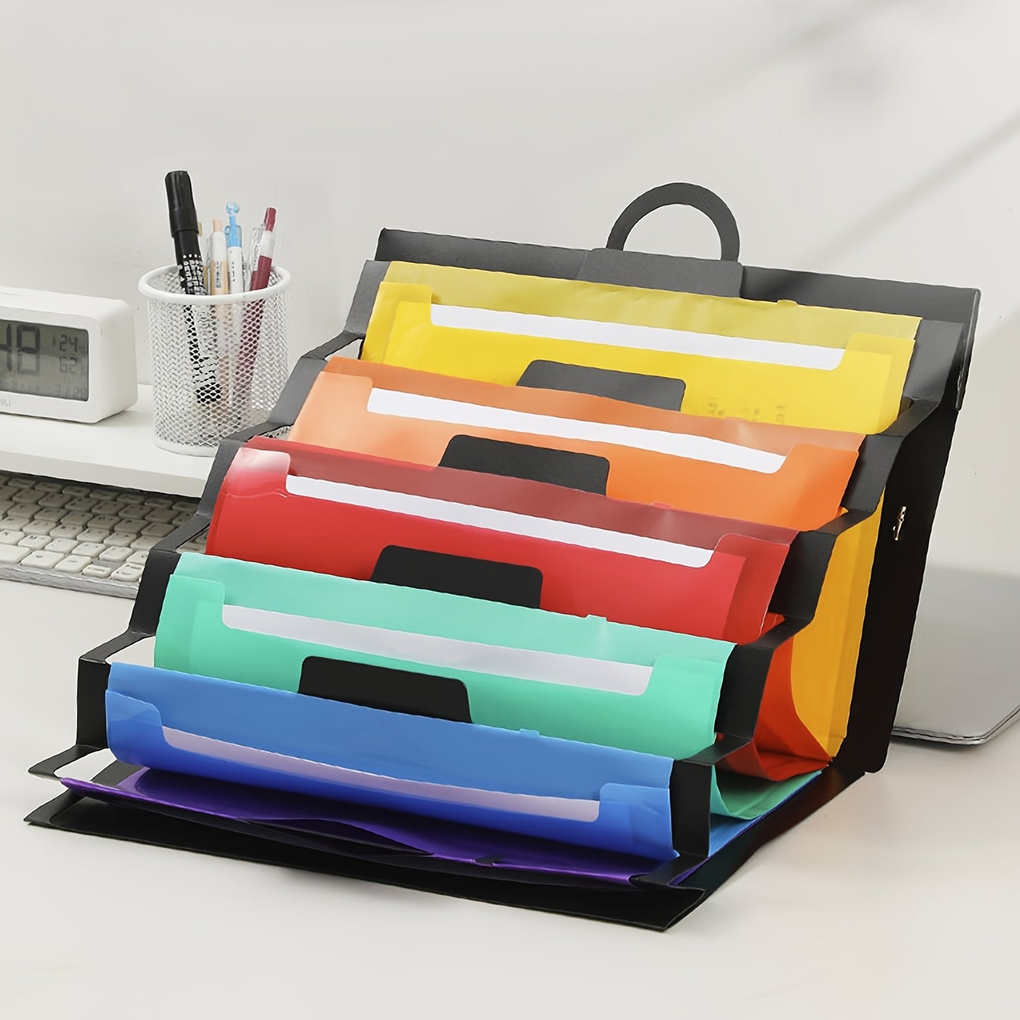 [6 Pockets Wall Organizer] 1pc Stackable 6 Pockets A4 Envelope Size Wall Organizer | School Office Home File Storage Folder, Monday to Sunday Planner