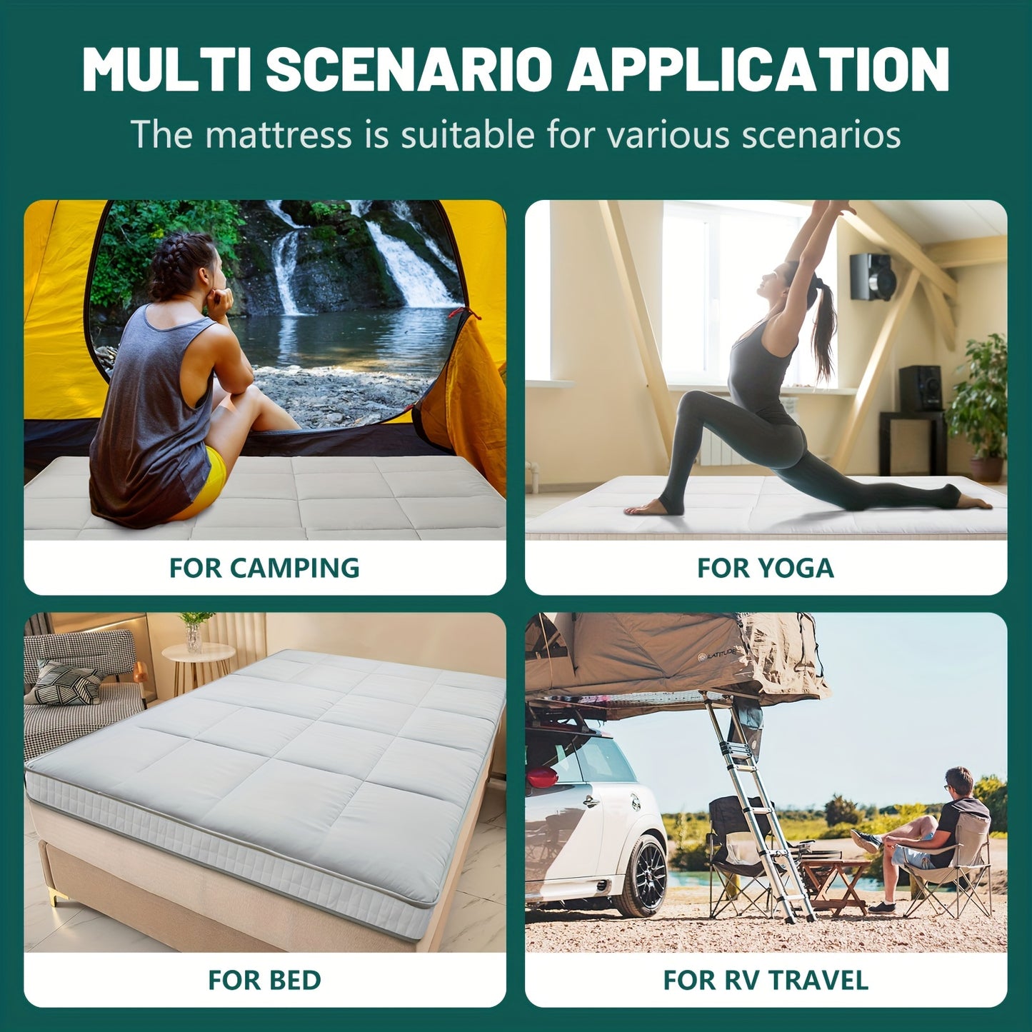 LILYPELLE 4" Extra Thick Japanese-Style Floor Mattress - Memory Foam Foldable Roll-Up Design, Portable with Carrying Bag, Machine Washable for Camping, Travel, Guest Bed & Home Use, Home Sleeping Mat | Portable Mattress | Mem