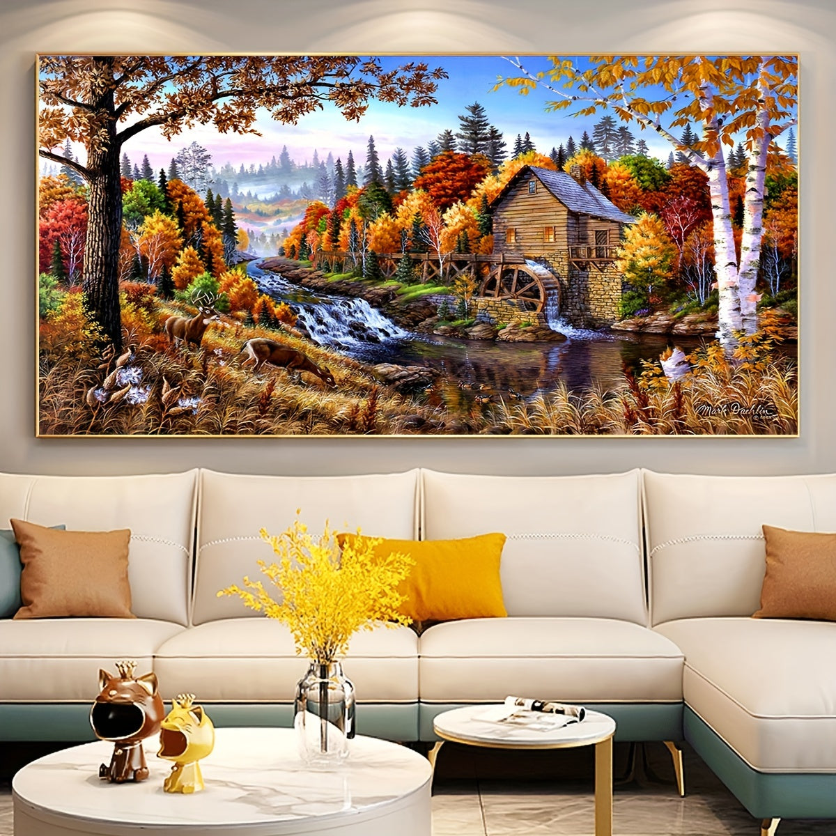 Vibrant, Forest House Canvas Wall Art Poster - Waterproof, Odorless Fabric Print for Living Room, Bedroom, Kitchen, Bar - Modern Home Decor, Gift for Friends and Family, No Frame