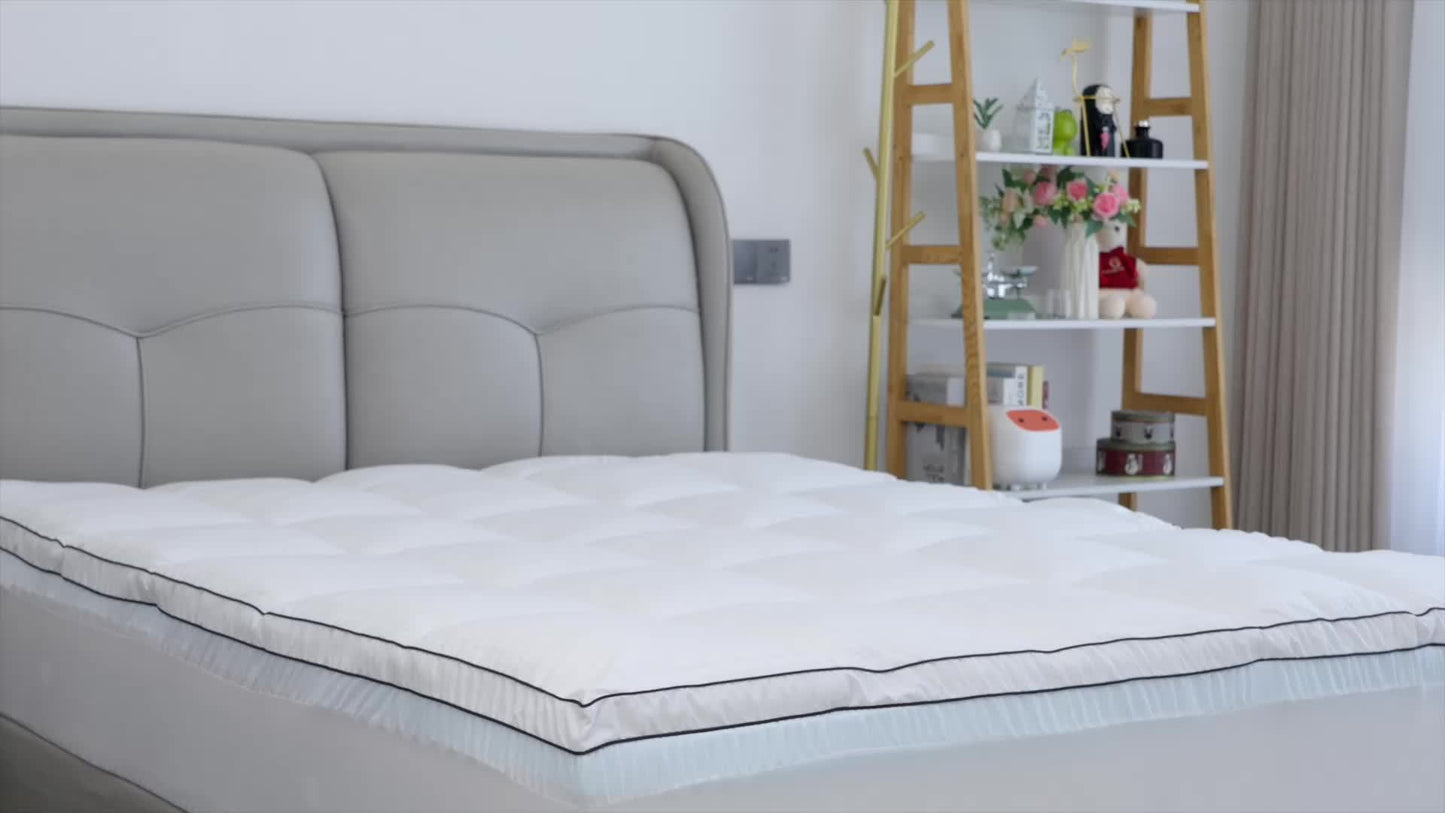 White Extra-Thick Double-Layer Full-Size Mattress Topper with 2-Inch & 2-Inch Down Alternative, 8-21 Inch Deep Pockets, Machine Washable Brushed Fabric, Zipper Closure - Premium Sleep Experience