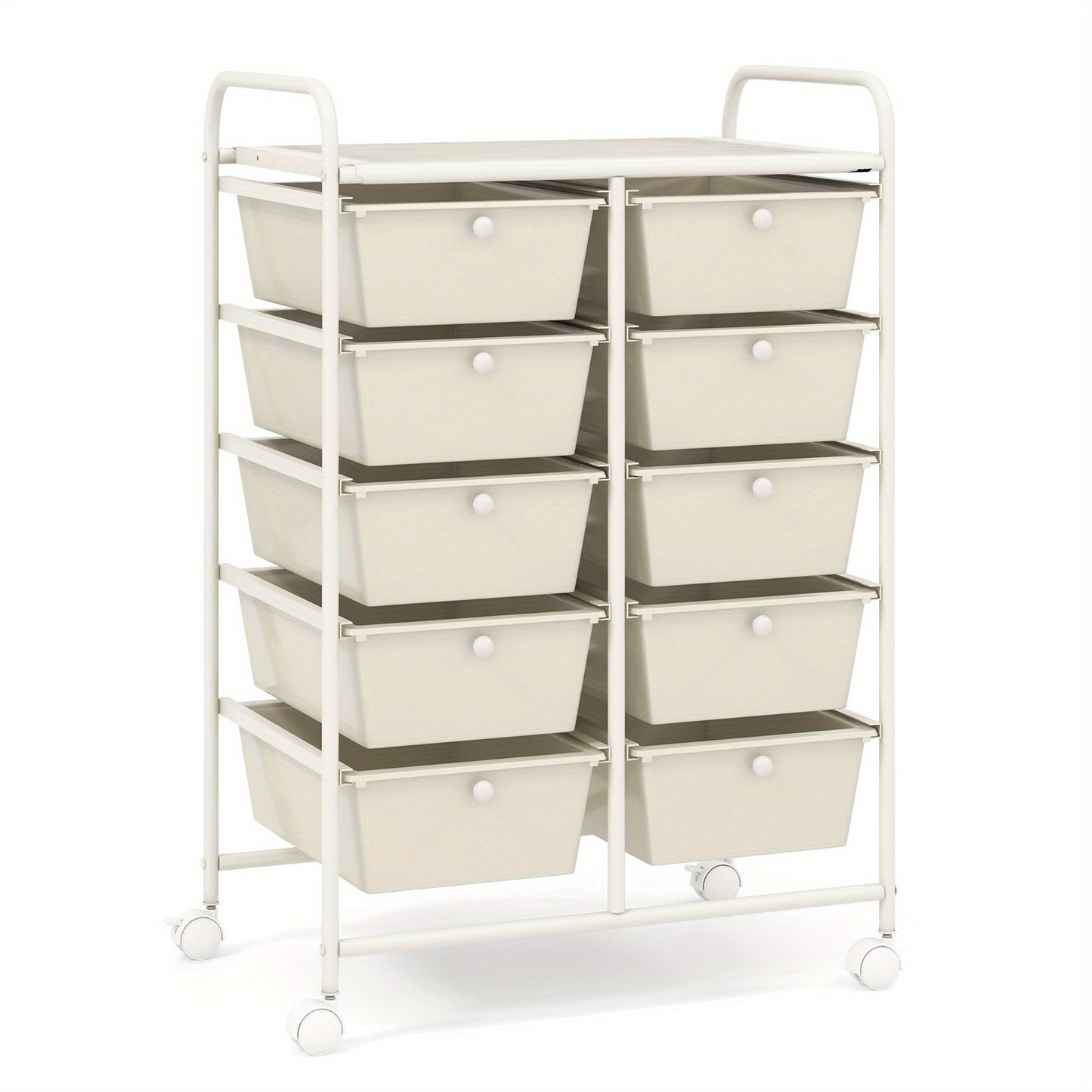 LIFEZEAL 10-Drawer Rolling Storage Cart with Lockable Wheels, Heavy-Duty Metal Frame & Removable Drawers - Multicolor Organizer for Home, Office, Classroom, Kitchen - 26"x14.5"x34"