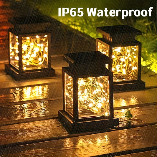 4-Pack Solar Lantern Lights, Outside Hanging Solar Lights With 30 Warm LEDs, Solar-Powered Garden Lights, Auto On/Off, IP65 Waterproof For RV, Camping, Yards, Perfect For Christmas, Halloween