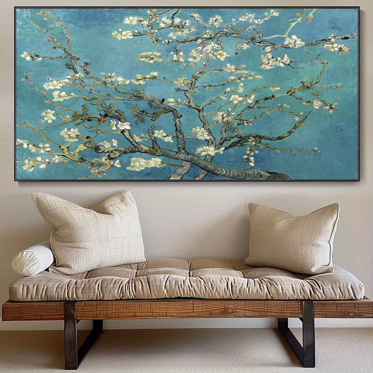 2D Flat Van Gogh Almond Blossom Canvas Poster - Unframed Art Deco Wall Art, Floral Style Painting for Home & Office Decor, Perfect Gift for Living Room, Bedroom, Cafe, or Dorm, Bedroom Wall Art | Unframed Canvas Print | Van G