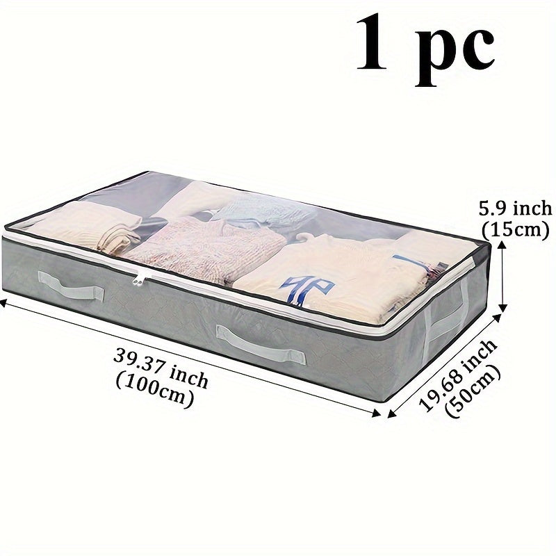 1pc Foldable Under Bed Storage Bag With Handles & Visible Window, Large Capacity Storage Containers For Clothes, Books, Toys, Bedding, Household Space Saving Organizer For Under Bed, Closet, Wardrobe, Bedroom, Dorm, Bedroom A