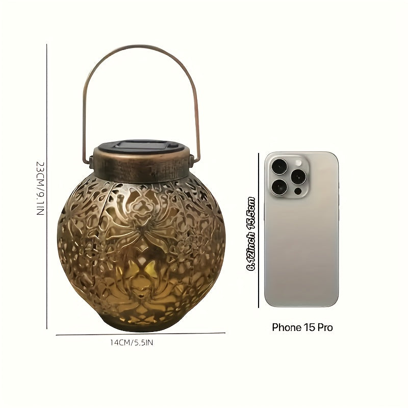 1/2 Pack Solar Metal Peony Lantern - Outdoor Hanging Decorative Light, IP65, Floral Design Complex, Suitable For Garden, Patio, RV, Trees - Perfect Gift For Autumn, Halloween, Christmas, Party, Birthday, Festive Lighting |