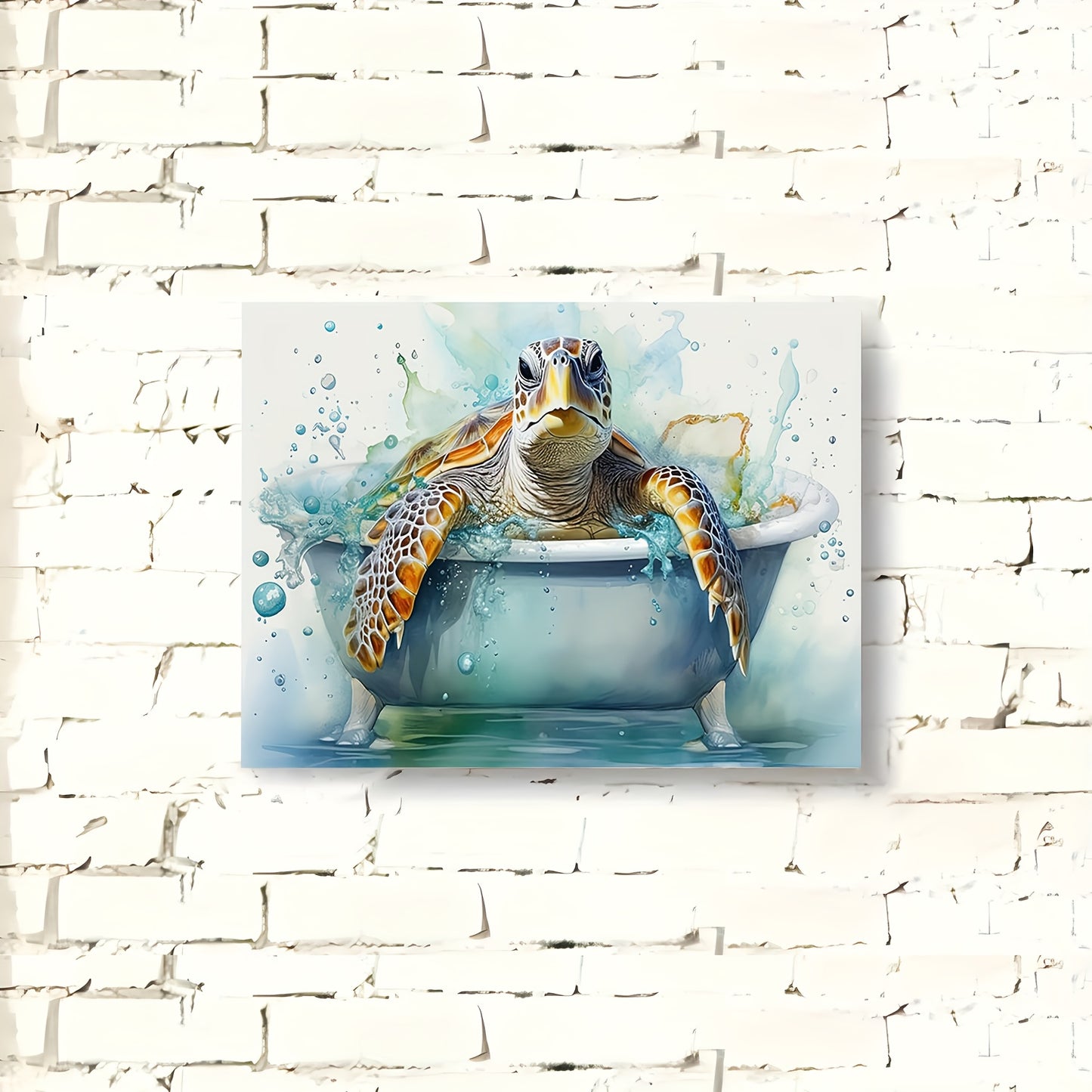 [Funny Turtle Canvas Art] Vibrant Funny Turtle Wooden Framed Canvas Painting - 1pc, 11.8x15.7 Inches, Wall Art for Living Room, Bedroom, Kitchen, Home & Office Decor, Festival Gift for Her or Him, Bedroom Accent Piece | Playf