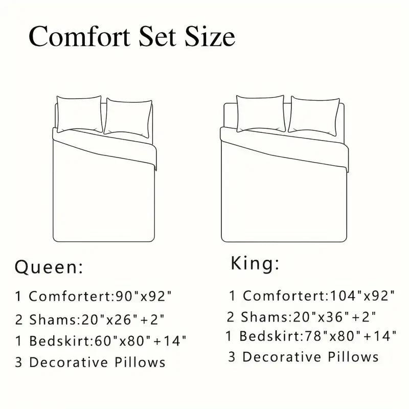 7 Piece Classic Embroidery Comforter Set King/Queen- Black And Silver Faux Silk Fabric Embroideried-1 Comforter, 2 Shams, 3 Decorative Pillows, 1 Bedskirt