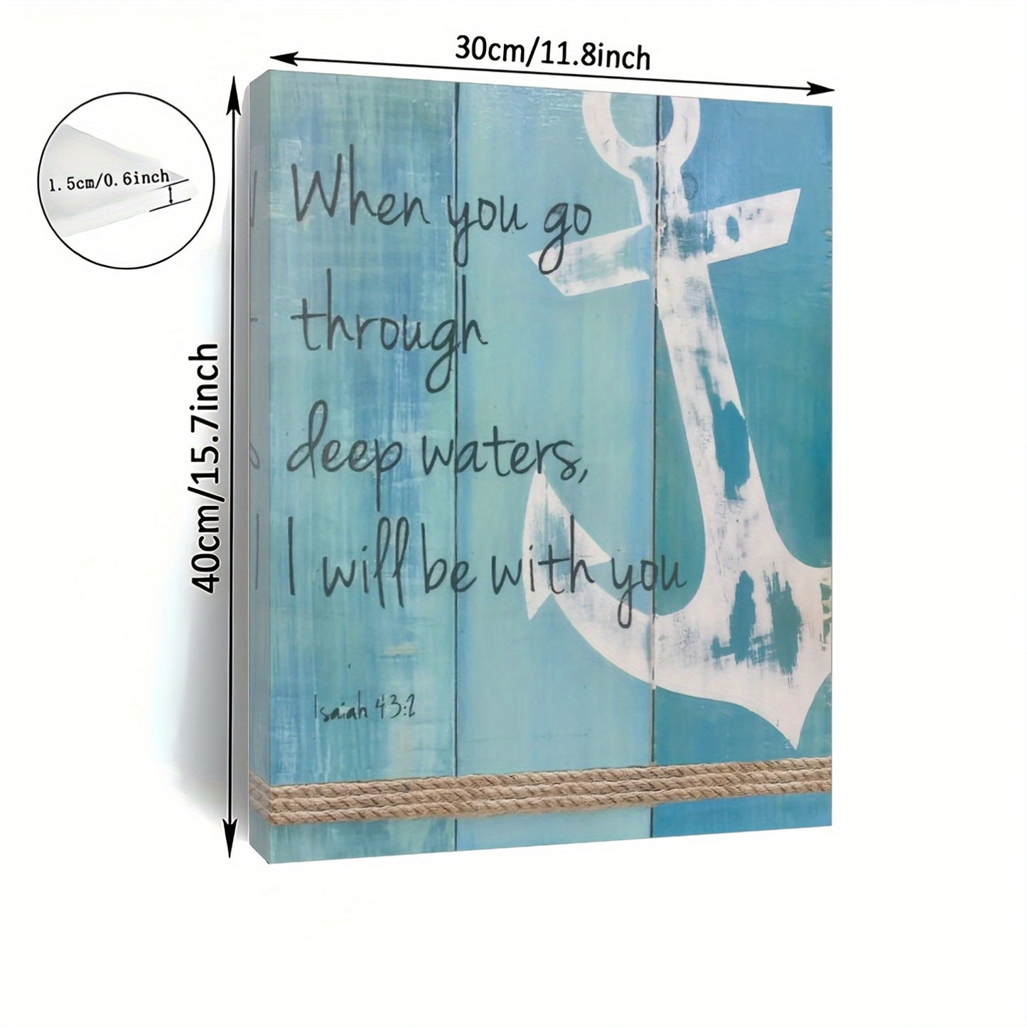 Nautical Anchor Bible Verse Canvas Wall Art - 1pc Wooden Frame Print for Living Room, Bedroom, Kitchen, Home & Office Decor, Inspirational Beach Theme Wall Decor for Single Party & Gift