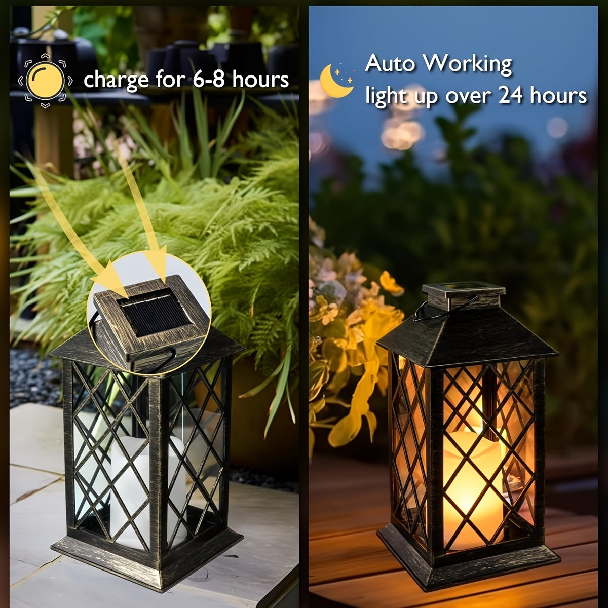 4 Pack Solar Hollow Lanterns Outdoor, Patio Hanging Lanterns With LED Flickering Flameless Candle Lights, Decorative Solar Lantern For Porch, Patio, Yard, Table