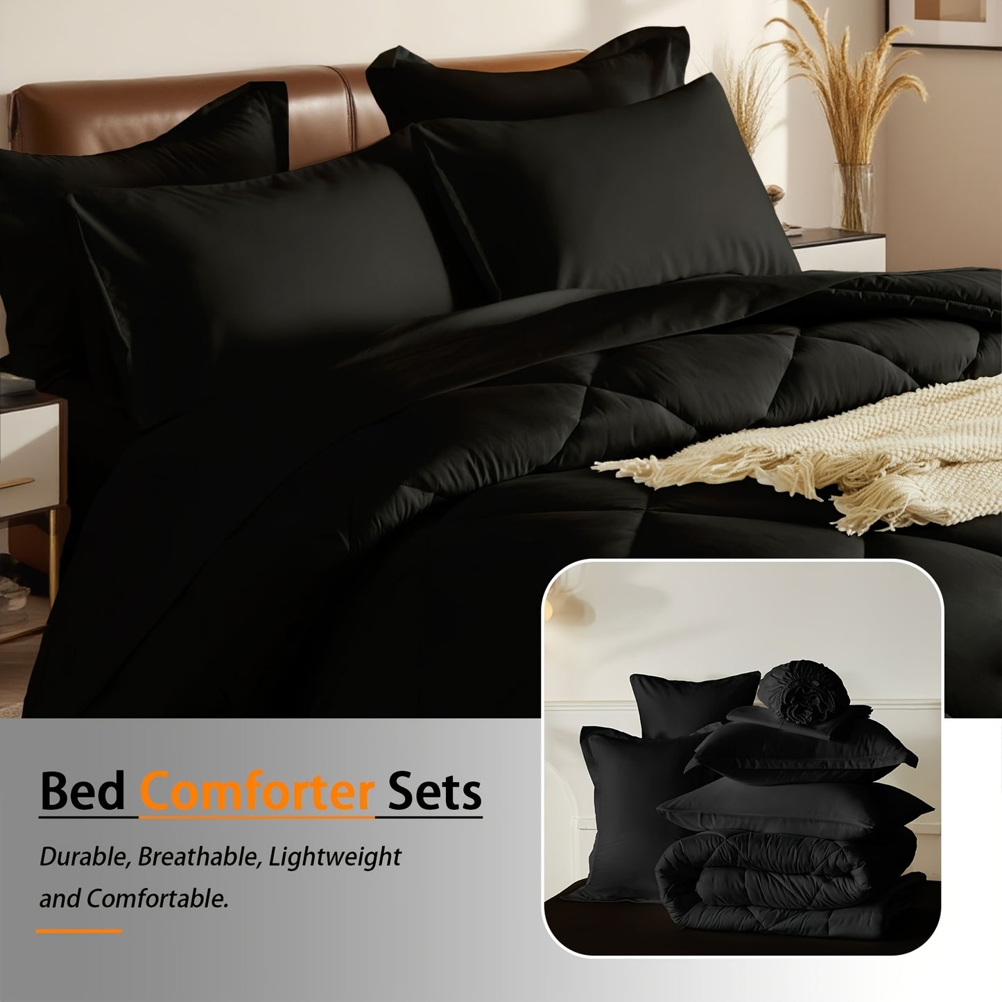 5pcs or 7pcs Geometric Quilted Rectangular Comforter Sets Queen - Soft & Comfortable All-Season Bedding Set with Wrapped Mattress, High-End Hotel Dorm Decor, Includes Comforter Pillowcase, Flat Sheet, Fitted Sheet, Microfiber