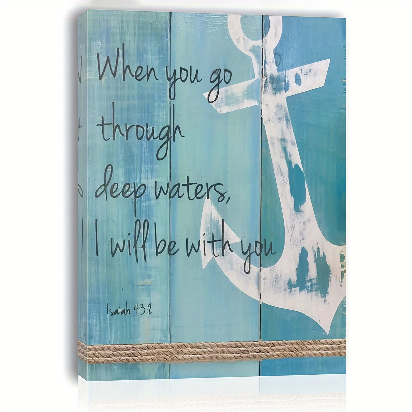 Nautical Anchor Bible Verse Canvas Wall Art - 1pc Wooden Frame Print for Living Room, Bedroom, Kitchen, Home & Office Decor, Inspirational Beach Theme Wall Decor for Single Party & Gift
