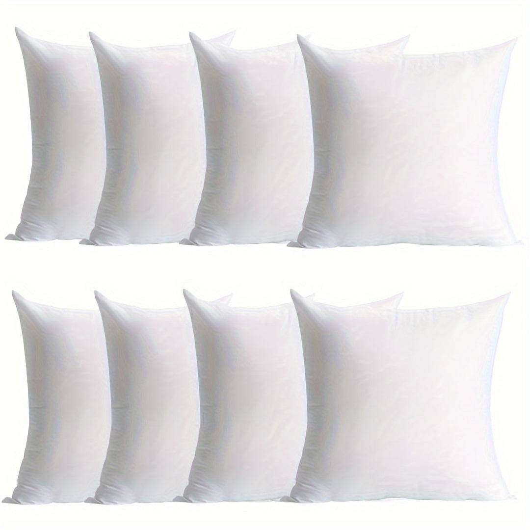 18x18 Inch Premium Soft Fluffy Throw Pillow Inserts Set of 8 - Machine Washable, 100% Polyester Fiber Filling, All-Season Multipurpose Decorative Pillows for Sofa, Living Room, Bedroom