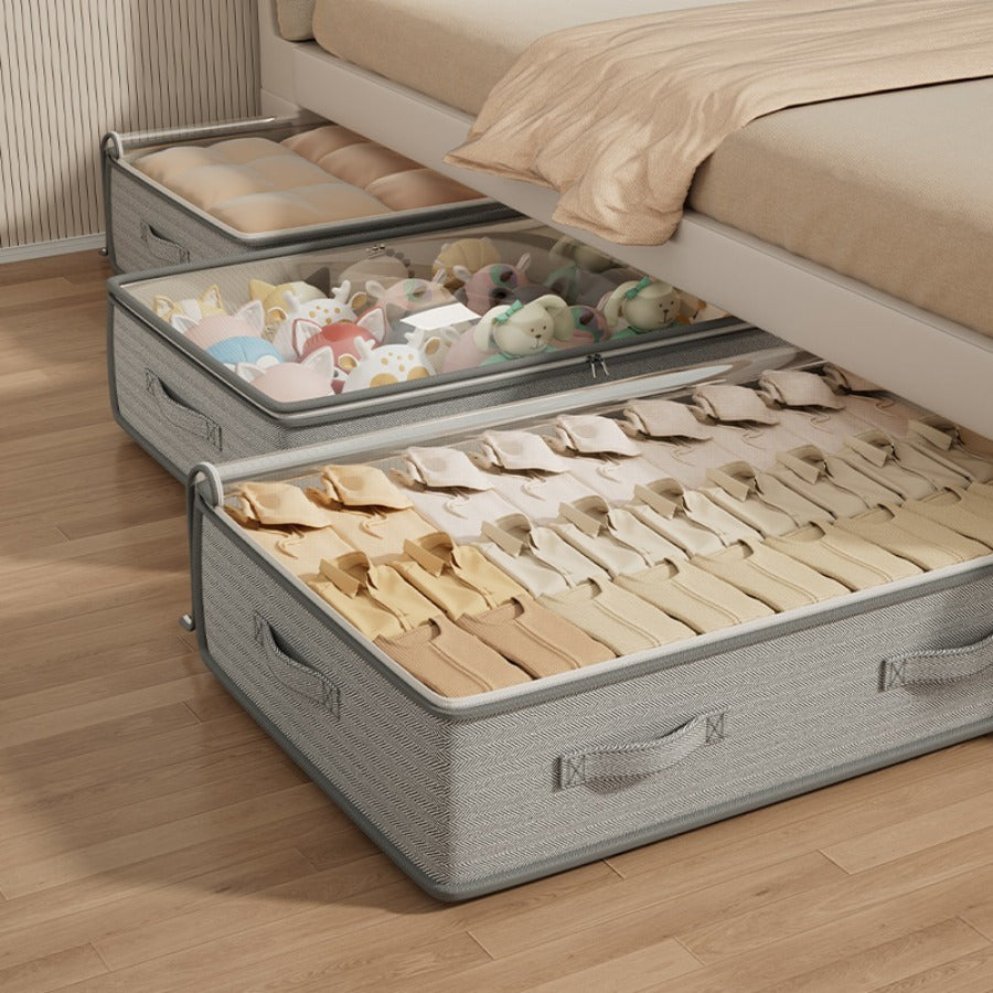 [Space-Saving Closet Organizer] 3pcs Underbed Closet Organizer and Storage Cabinet | Foldable, Space-Saving, Labor-Saving, for Blankets, Skirts, Quilts, Pillows, Clothes, and Underbed Storage