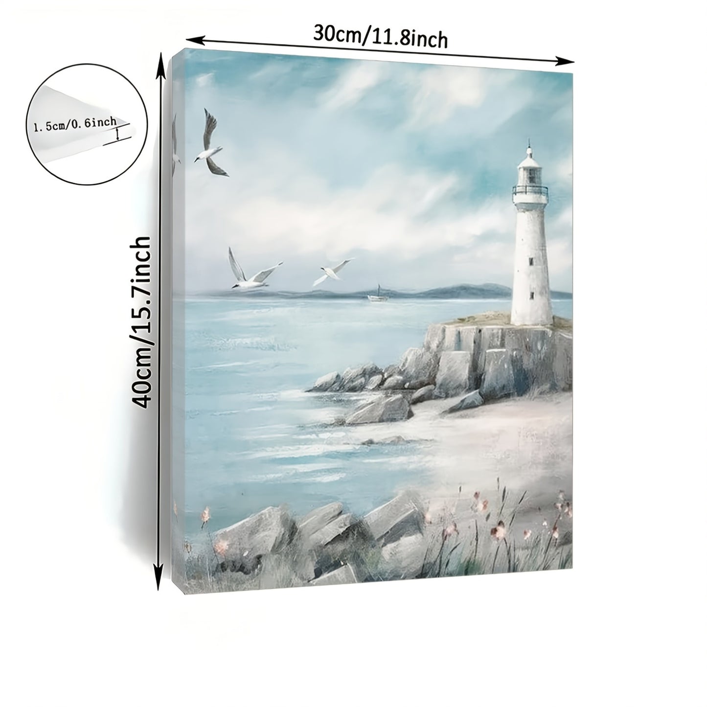 1pc Seagull Ocean Beach Canvas Print, 11.8x15.7inch, Wooden Framed Wall Art, Nautical Decor for Living Room, Bedroom, Kitchen, Office, Ideal Christmas Gift, Artistic Home & Office Decor