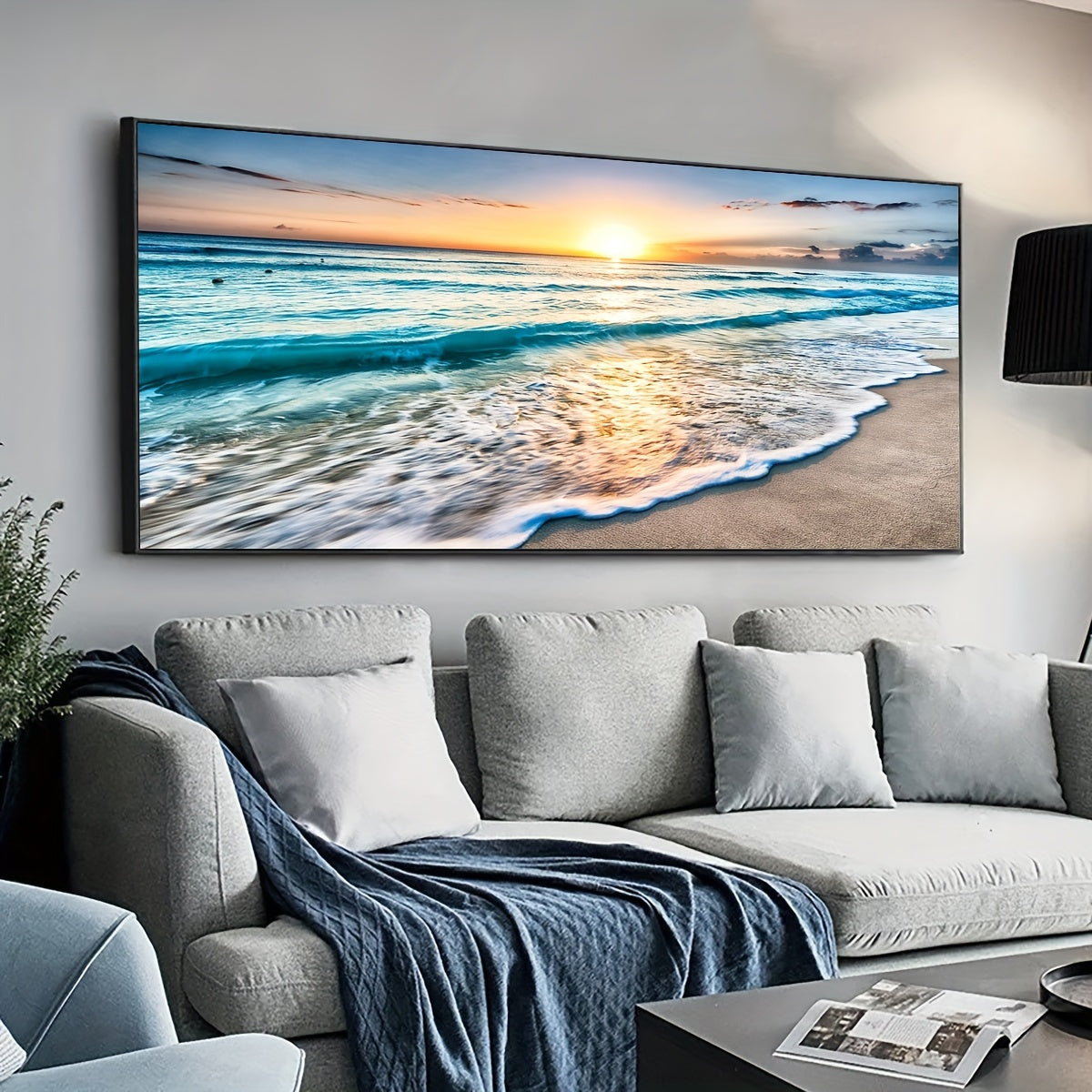 1pc Unframed Canvas Poster, Seaside Scenery Painting, Various Styles Of Scenery, Canvas Wall Art, Artwork Wall Painting for Gift, Bedroom, Office, Living Room, Cafe, Bar, Wall Decor, Home And Dormitory Decoration