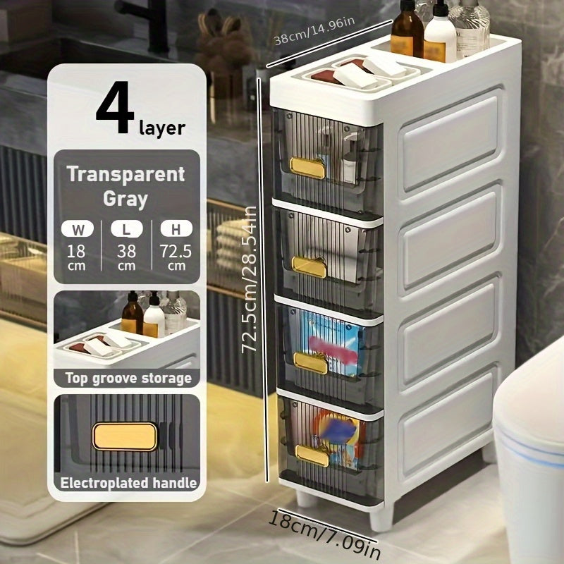 1pc Big Capacity Plastic Storage Cabinet, Layered Storage Organizer With Drawers, Waterproof And Dust-proof Commercial Bathroom Container, Easy To Install For Kitchen/ Bedroom/ Living Room Stuff, Storage Drawer Units