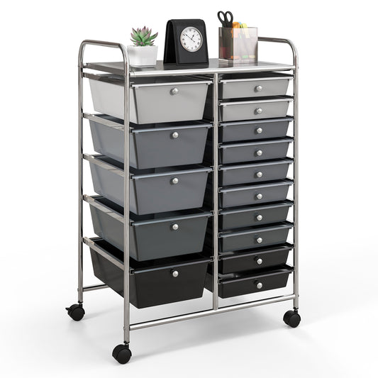 MULTIGOT 15 Drawer Rolling Storage Cart Tools Scrapbook Paper Office School Organizer, Desk & Drawer Organizer for Home Storage