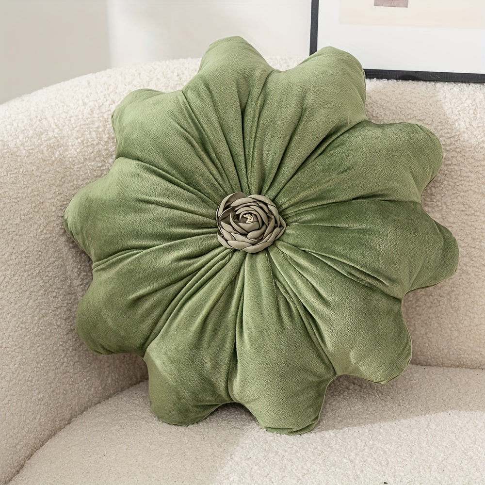 Luxurious Velvet Flower-Shaped Throw Pillow with Pillow Core - Elegant Round Cushion for Sofa, Bed, Living Room Decor, Christmas Home Decoration, Hand Wash Only, Perfect Gift for Family