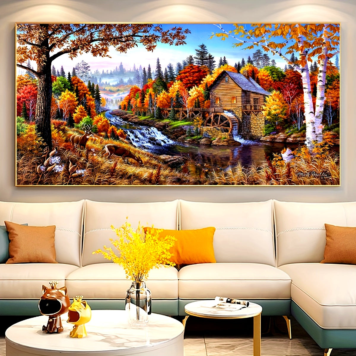 Vibrant, Forest House Canvas Wall Art Poster - Waterproof, Odorless Fabric Print for Living Room, Bedroom, Kitchen, Bar - Modern Home Decor, Gift for Friends and Family, No Frame