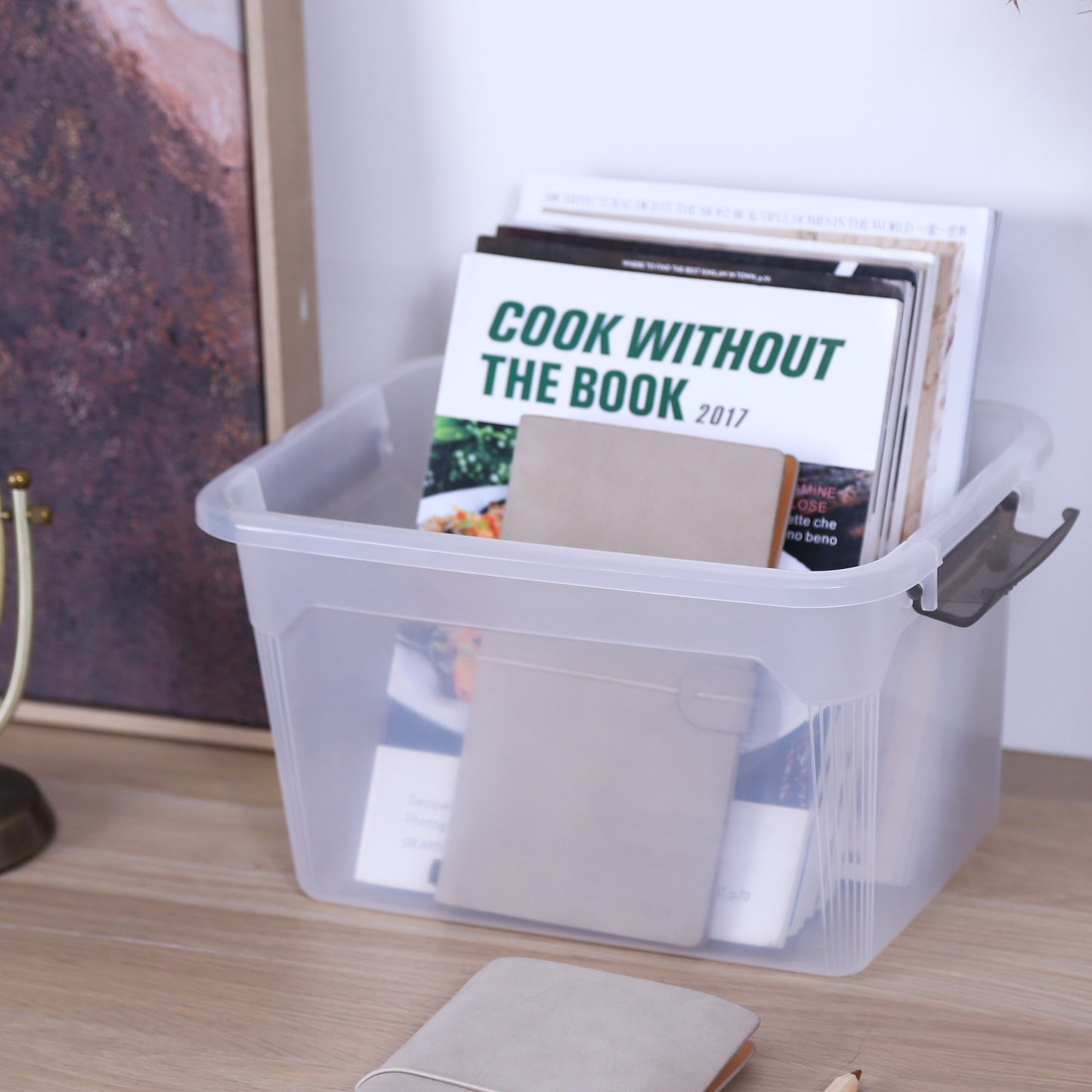 6pcs Transparent Plastic Storage Box, Stackable Storage Container with Lock Cover And Handle, for Organizing Toys, Books, Beads, Pantry Items, Multi-purpose Home Storage Accessories