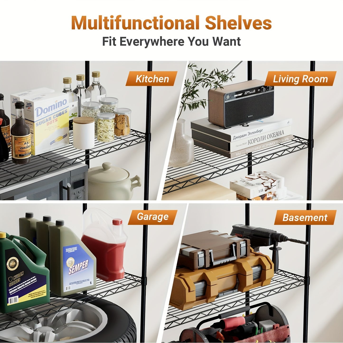 Simple Deluxe Heavy Duty 3-Shelf Adjustable Steel Wire Shelving Unit with Wheels, Chrome Finish - 13.8"W x 23.6"D x 40.5"H, 750 lbs Capacity, Easy No-Tool Assembly for Kitchen, Pantry, Garage, or Office Organization, Kitchen